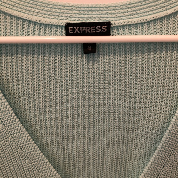 Express Light Blue V-Neck Sweater Sz Medium - Picture 2 of 5